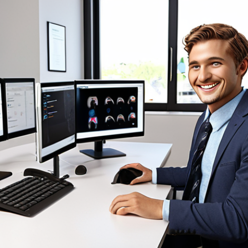 Home 7 **
Prompt: Personalized customer service experience, CRM tools, data analysis, friendly interface, happy customer, modern office setting.
**