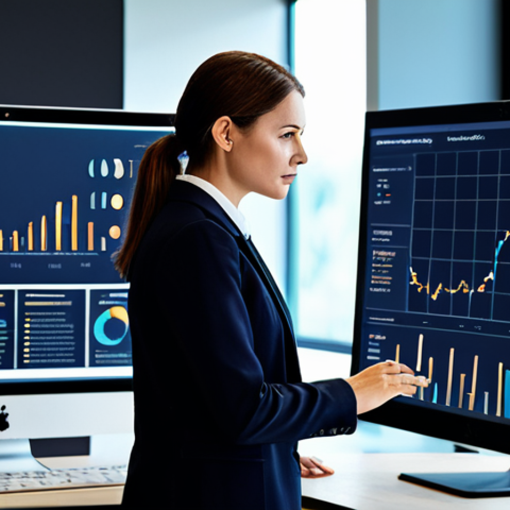 A professional female Service Manager in a modest business suit, actively engaged and looking at a large, modern monitor displaying a clean CRM dashboard with abstract data visualizations. She is in a contemporary office environment with soft, ambient lighting. The scene captures a sense of strategic thinking and anticipation of client needs.
fully clothed, appropriate attire, professional dress, safe for work, appropriate content, perfect anatomy, correct proportions, natural pose, well-formed hands, proper finger count, natural body proportions, professional photography, high quality, family-friendly.