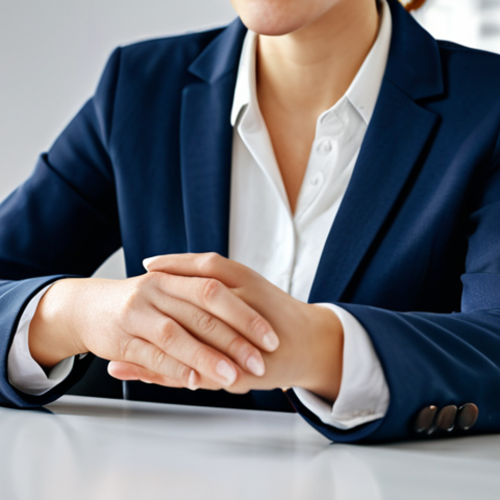 A professional customer service manager, a woman in a modest business blazer and shirt, seated at a sleek modern desk, warmly engaging with an unseen client, displaying active listening and a compassionate expression. The background is a brightly lit, contemporary office with blurred elements, emphasizing connection. fully clothed, appropriate attire, safe for work, perfect anatomy, correct proportions, natural pose, well-formed hands, proper finger count, natural body proportions, professional, high quality, studio lighting, appropriate content.