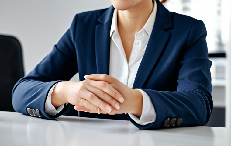A professional customer service manager, a woman in a modest business blazer and shirt, seated at a sleek modern desk, warmly engaging with an unseen client, displaying active listening and a compassionate expression. The background is a brightly lit, contemporary office with blurred elements, emphasizing connection. fully clothed, appropriate attire, safe for work, perfect anatomy, correct proportions, natural pose, well-formed hands, proper finger count, natural body proportions, professional, high quality, studio lighting, appropriate content.