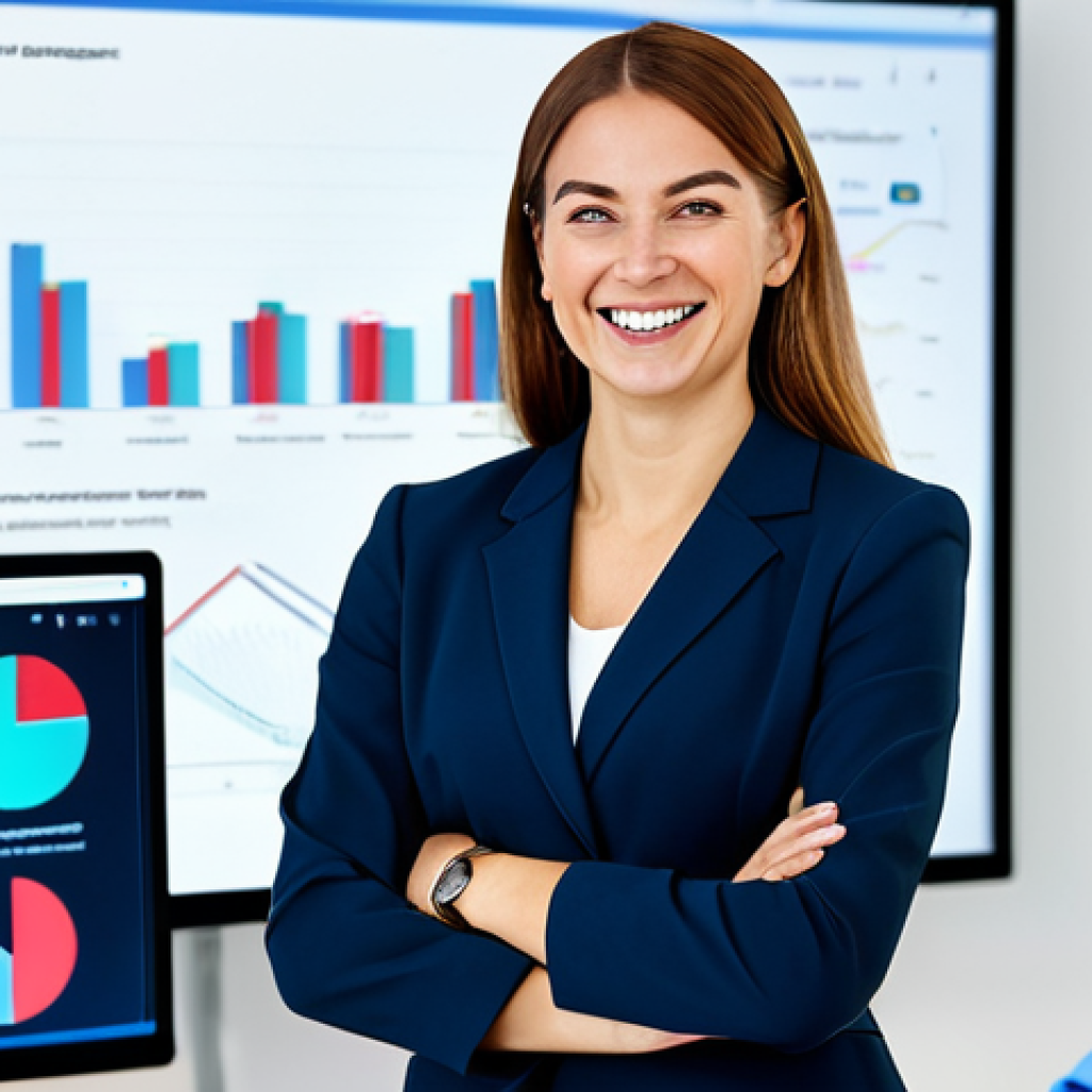 **
"A professional service manager in a modern, bright office. She is wearing a modest business dress, fully clothed and smiling confidently. She is presenting data on a large screen showing positive customer experience metrics. The background shows a diverse team collaborating effectively. Appropriate attire, safe for work, perfect anatomy, natural proportions, high quality, professional photography, family-friendly."
**