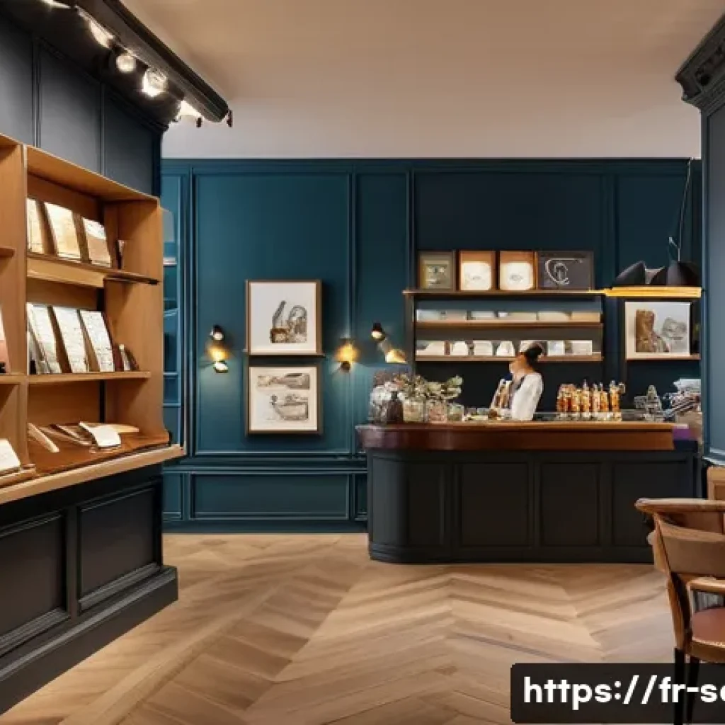 서비스관리사와 고객 경험 중심 사고 - A cozy boutique interior in Paris during early evening, featuring soft warm lighting and elegant vin...