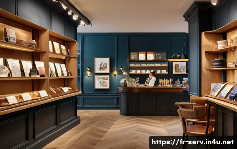 서비스관리사와 고객 경험 중심 사고 - A cozy boutique interior in Paris during early evening, featuring soft warm lighting and elegant vin...